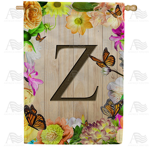 Flowery Wood Panel Double Sided House Flag
