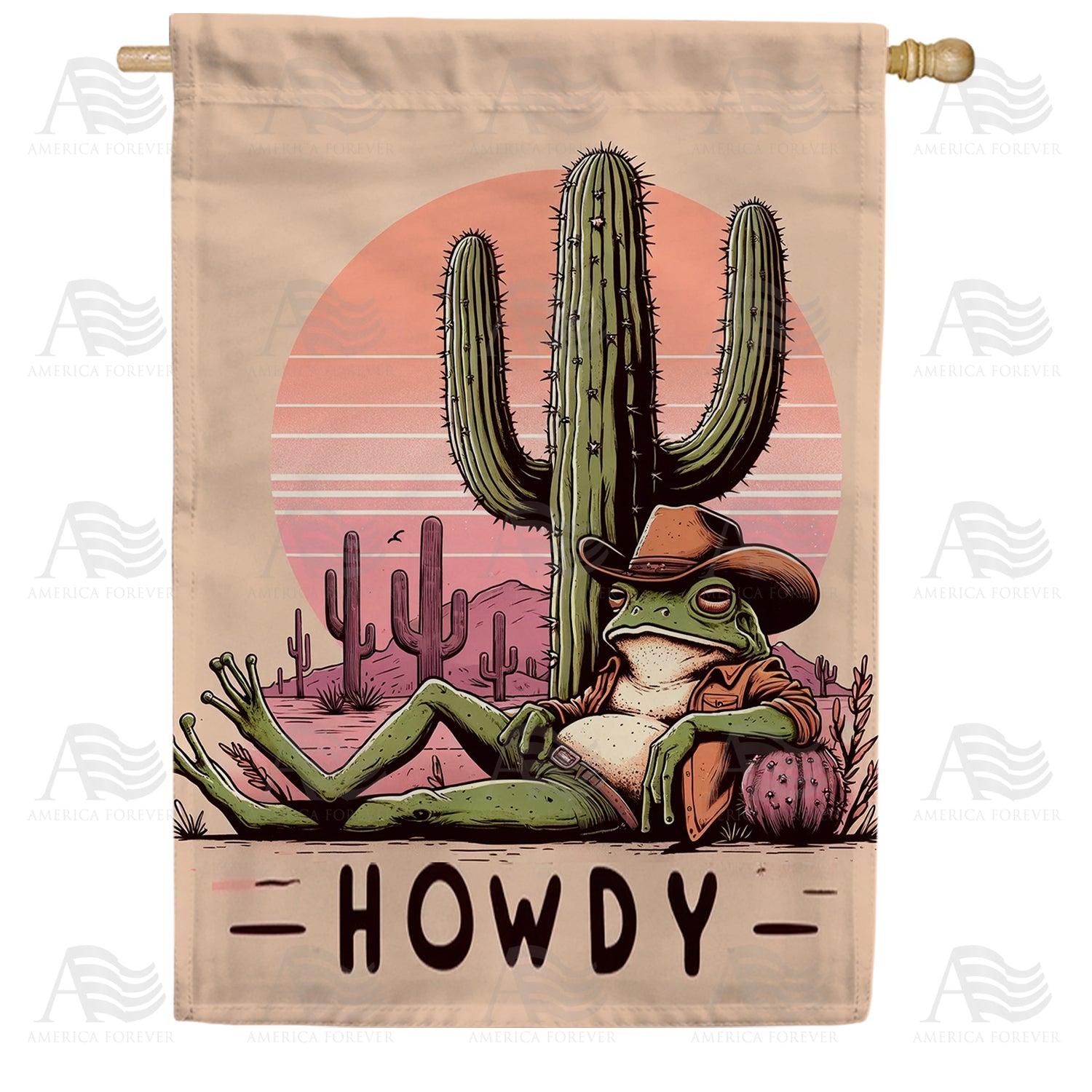 Desert Cowboy Frog Double Sided House Flag