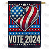 Vote 2024 Patriotic Heart Double Sided House Flag