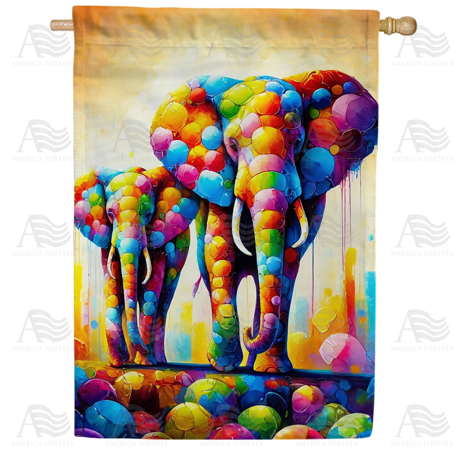 Colorful Elephant Double Sided House Flag