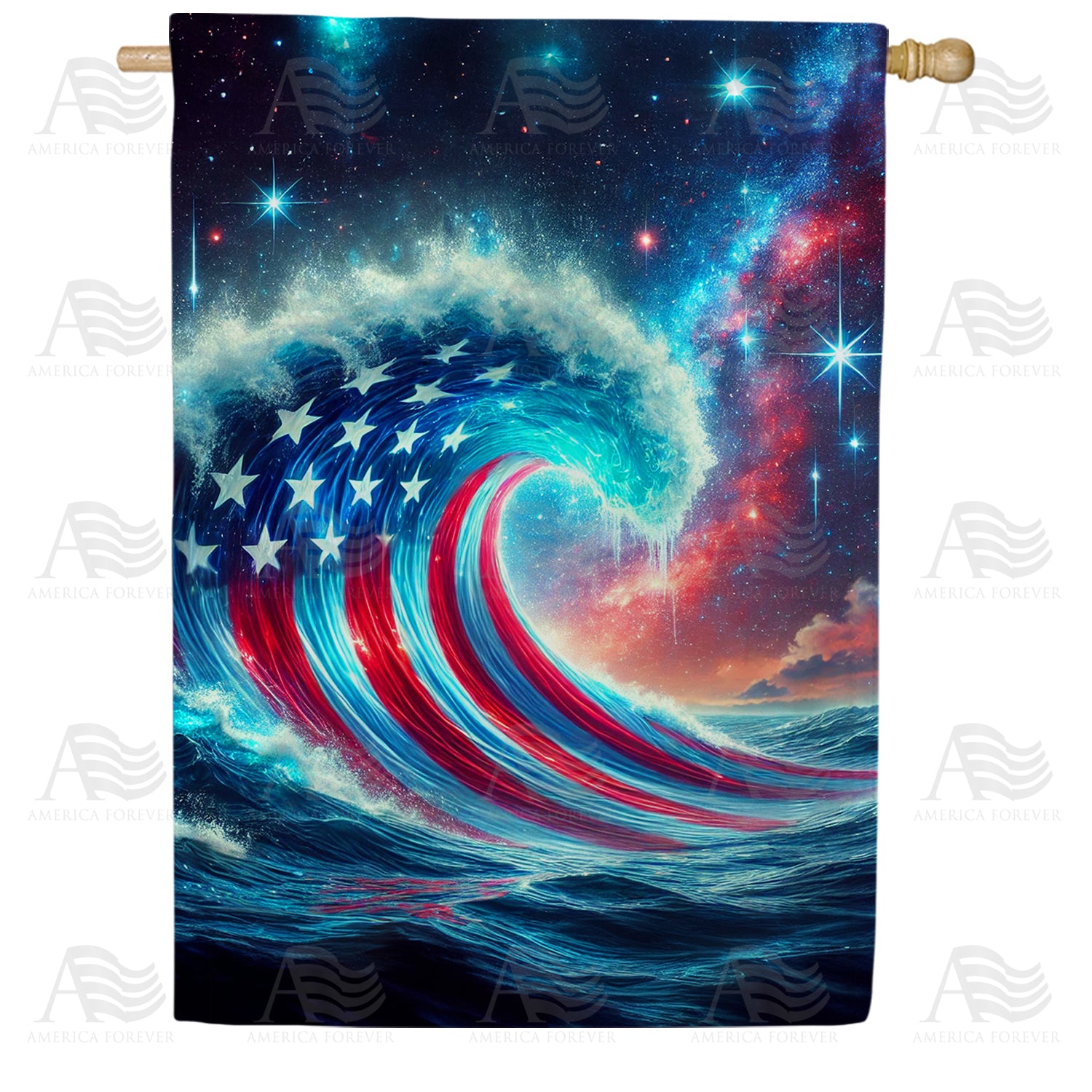 Patriotic Wave Double Sided House Flag