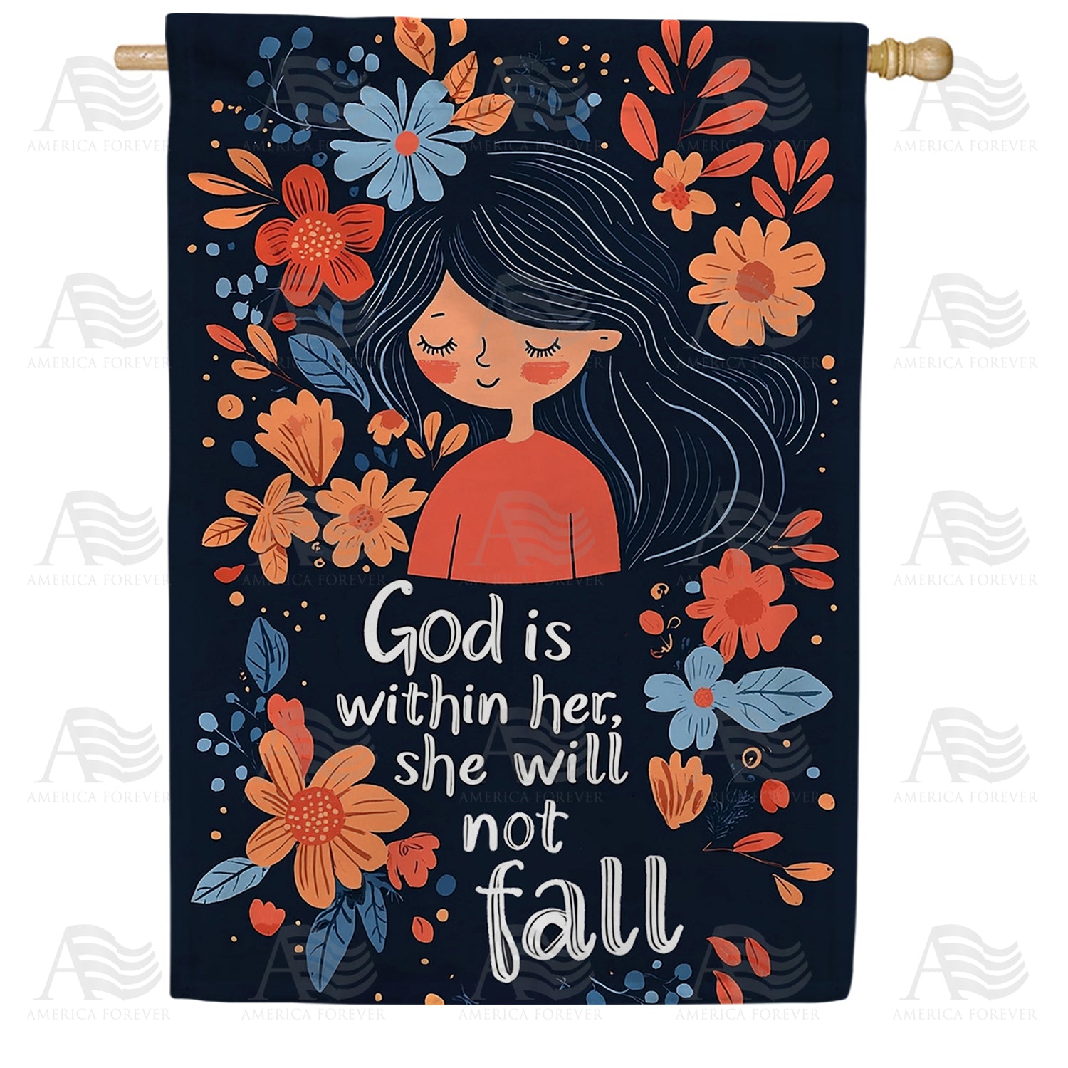 God Is Within Her Double Sided House Flag