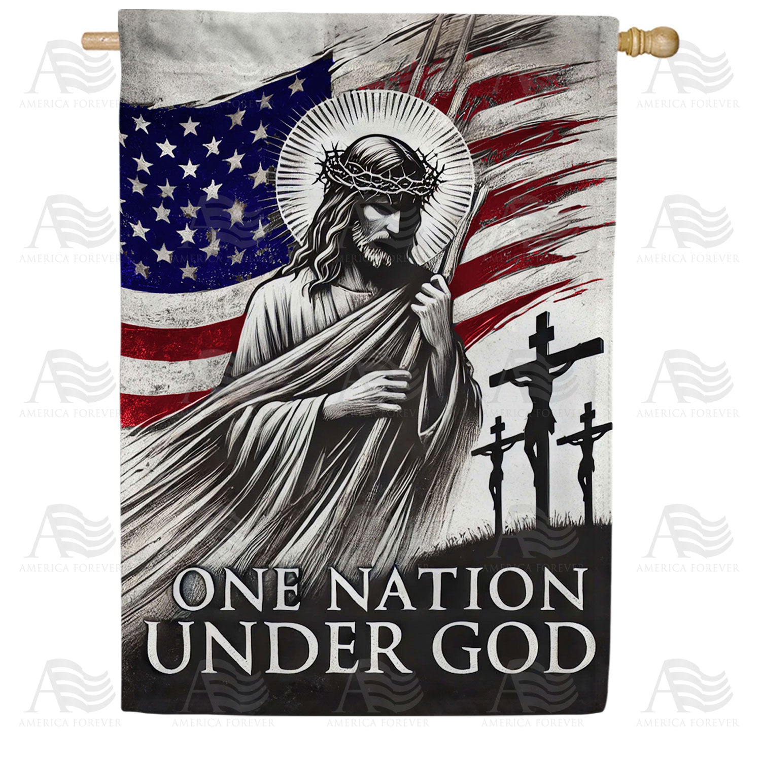 One Nation Under God Double Sided House Flag