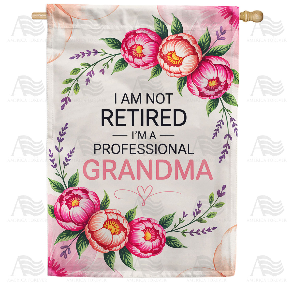 Professional Grandma Floral Humor Double Sided House Flag
