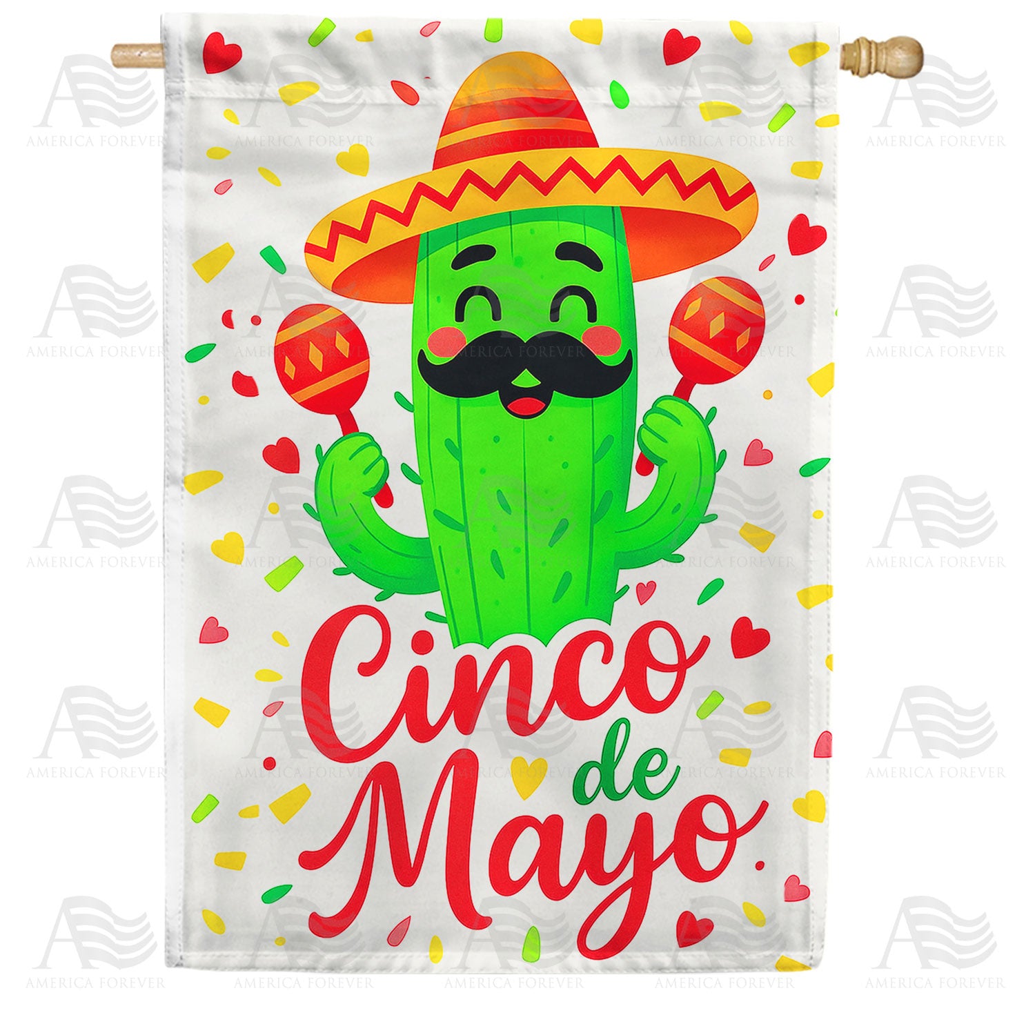 Cinco de Mayo Festive Cactus Double Sided House Flag