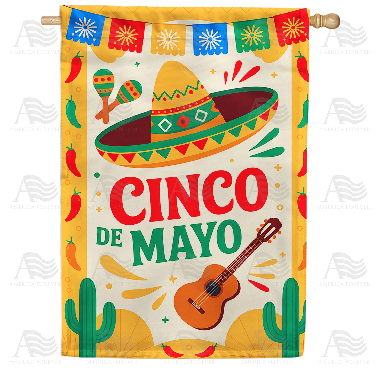 Cinco de Mayo Sombrero Fiesta Double Sided House Flag