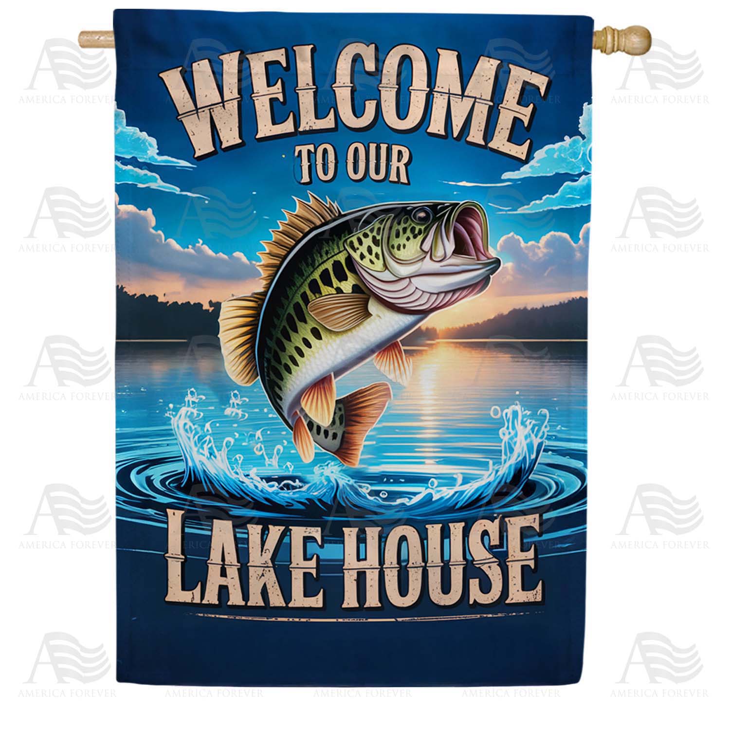 Welcome Lake House Bass House Flag