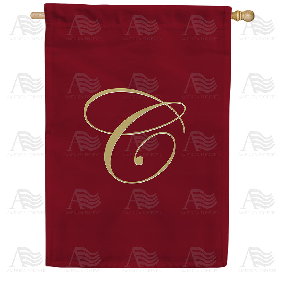 Ornate Script Monogram House Flag