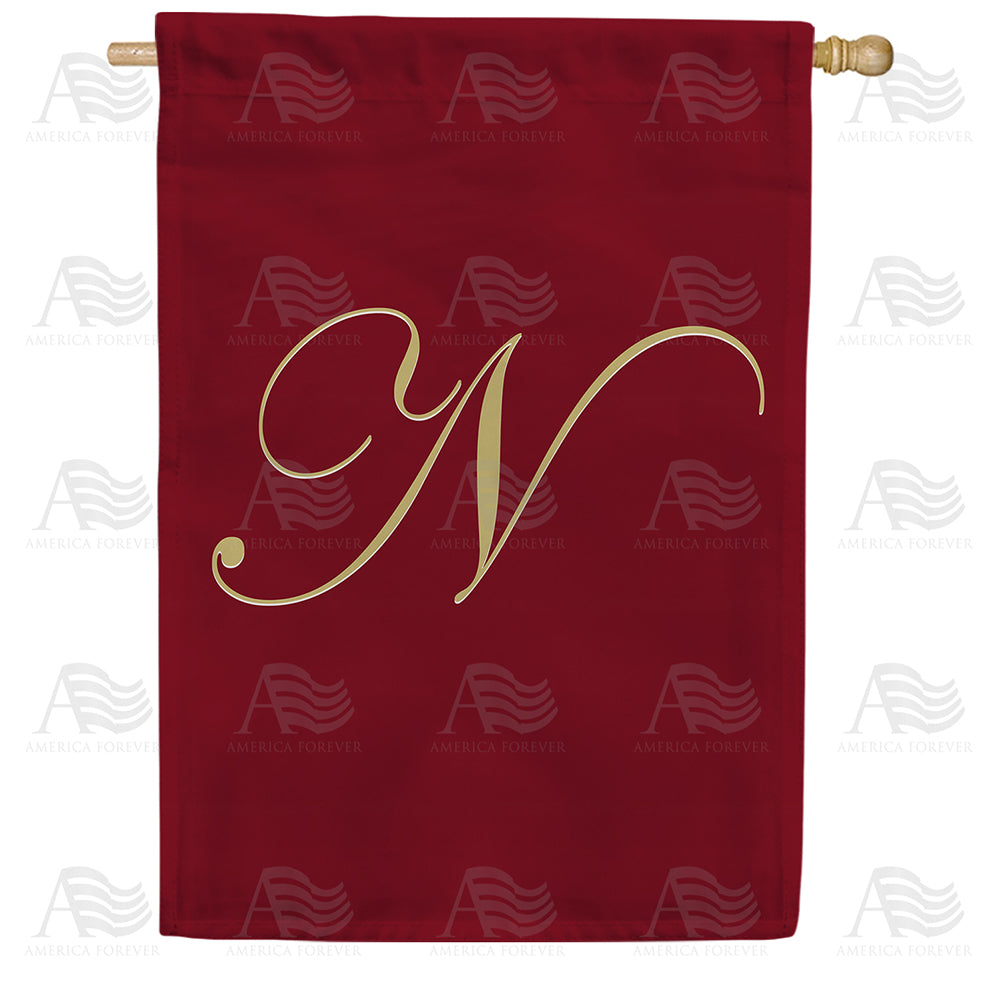 Ornate Script Monogram House Flag