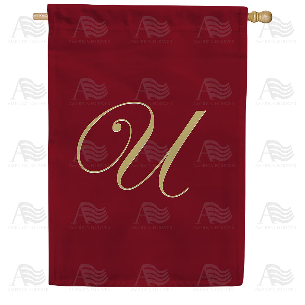Ornate Script Monogram House Flag