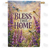 Bless This Home Dragonflies and Lavender House Flag