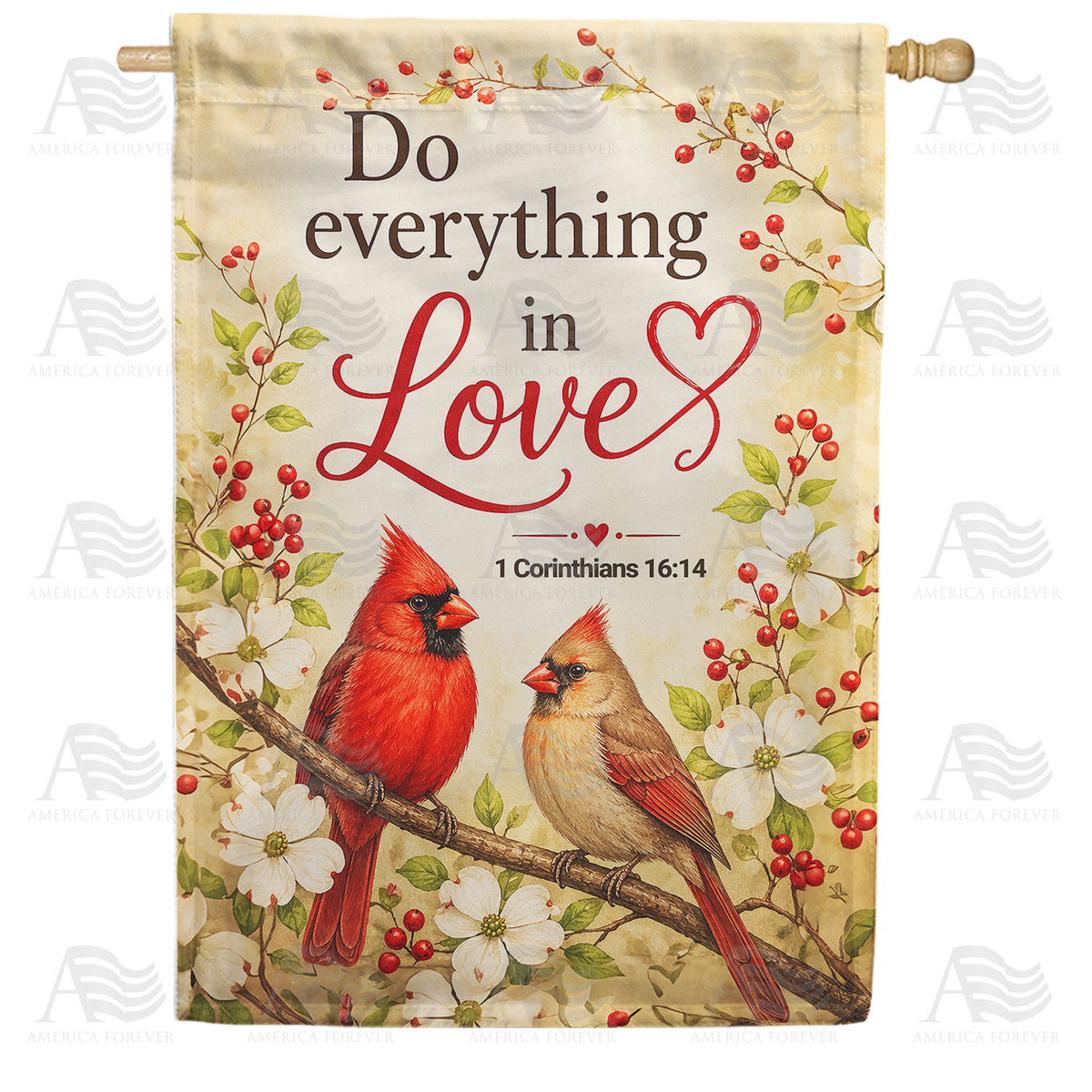 Cardinals Do Everything in Love Bible Verse House Flag