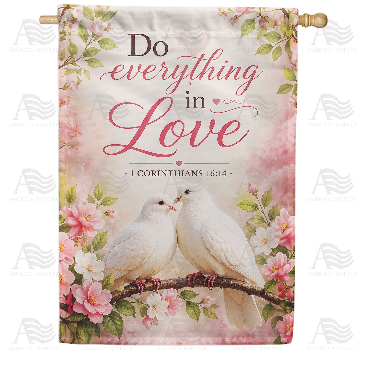 Do Everything in Love Doves Bible Verse House Flag