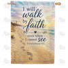 Walk By Faith Beach Footprints Scripture House Flag