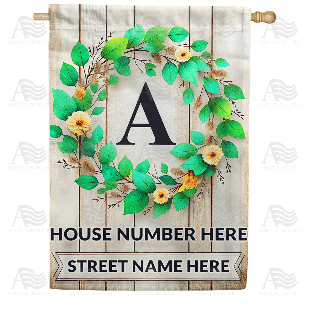 Personalized Monogram Spring Wreath House Flag