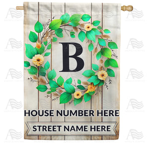 Personalized Monogram Spring Wreath House Flag