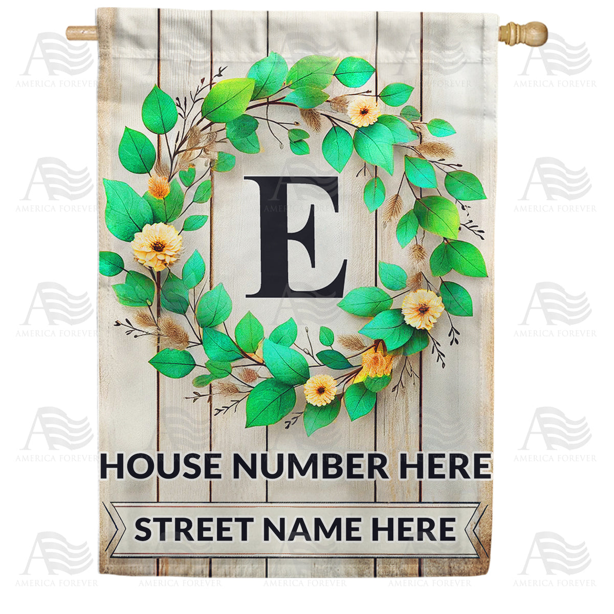 Personalized Monogram Spring Wreath House Flag