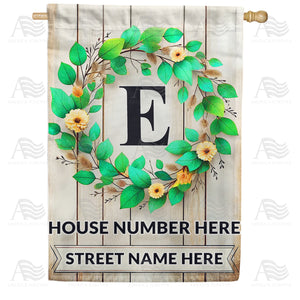 Personalized Monogram Spring Wreath House Flag