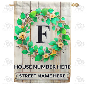 Personalized Monogram Spring Wreath House Flag