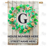 Personalized Monogram Spring Wreath House Flag