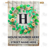 Personalized Monogram Spring Wreath House Flag
