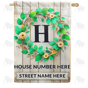 Personalized Monogram Spring Wreath House Flag