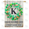 Personalized Monogram Spring Wreath House Flag