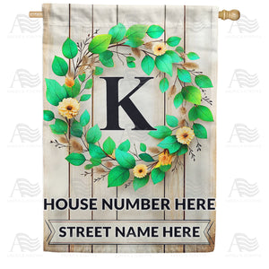 Personalized Monogram Spring Wreath House Flag