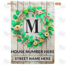 Personalized Monogram Spring Wreath House Flag