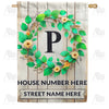 Personalized Monogram Spring Wreath House Flag