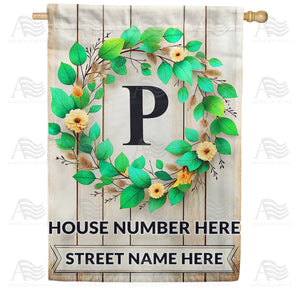 Personalized Monogram Spring Wreath House Flag