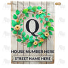 Personalized Monogram Spring Wreath House Flag