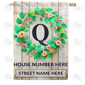 Personalized Monogram Spring Wreath House Flag