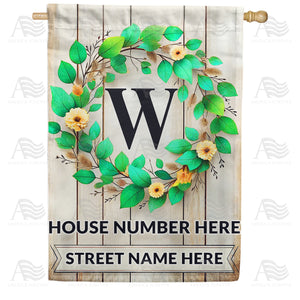 Personalized Monogram Spring Wreath House Flag