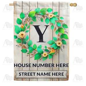 Personalized Monogram Spring Wreath House Flag