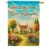 Bless This Home Love and Laughter Cottage House Flag