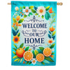 Welcome To Our Home Citrus Floral House Flag
