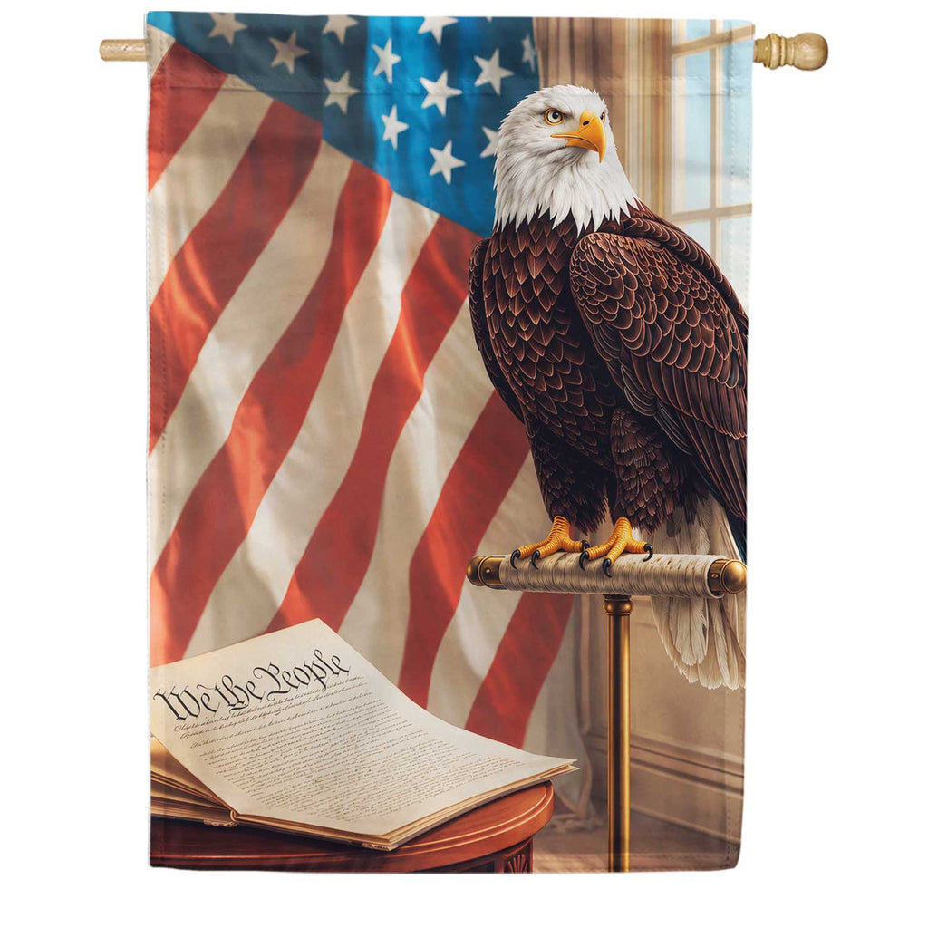 Patriotic Bald Eagle We The People House Flag