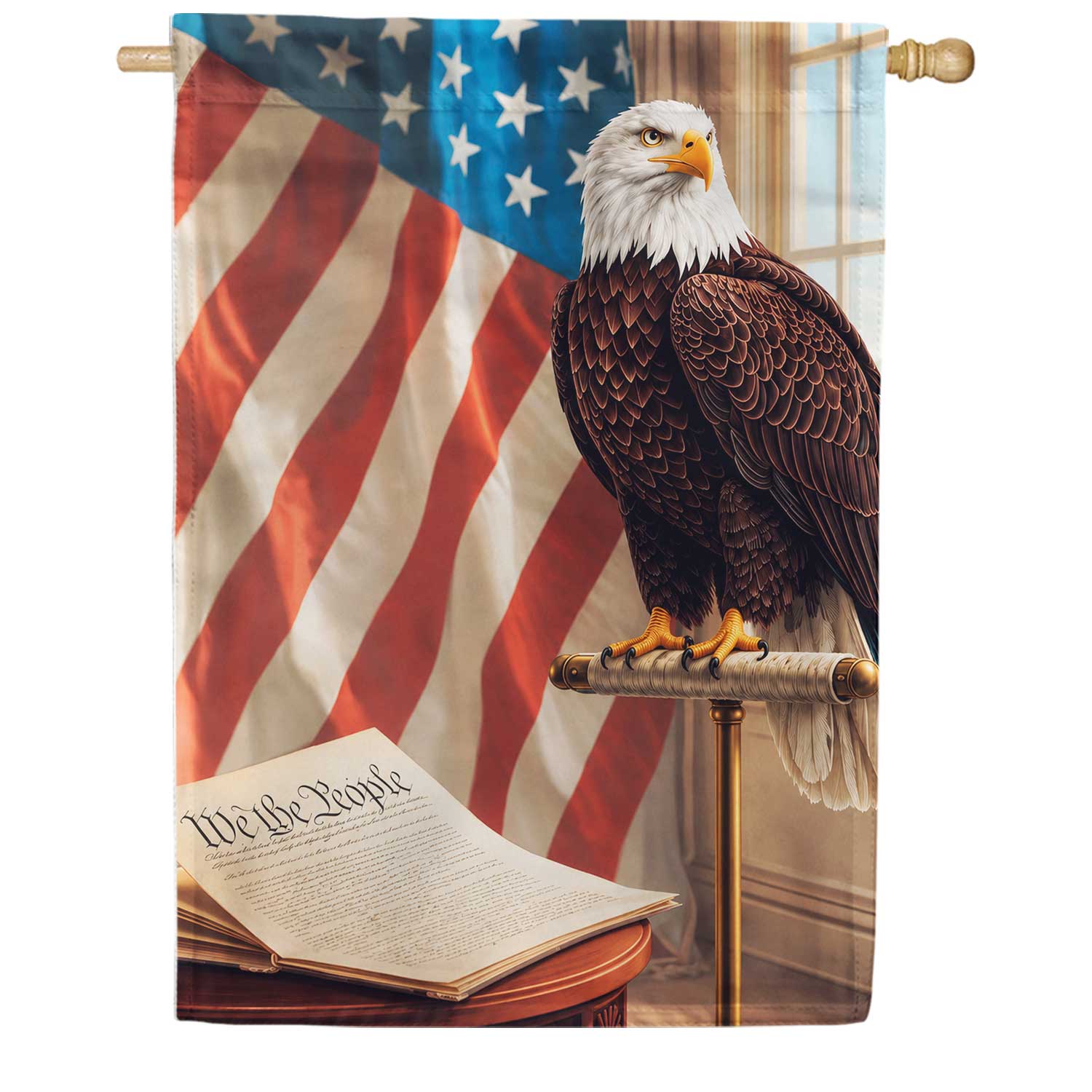 Patriotic Bald Eagle We The People House Flag