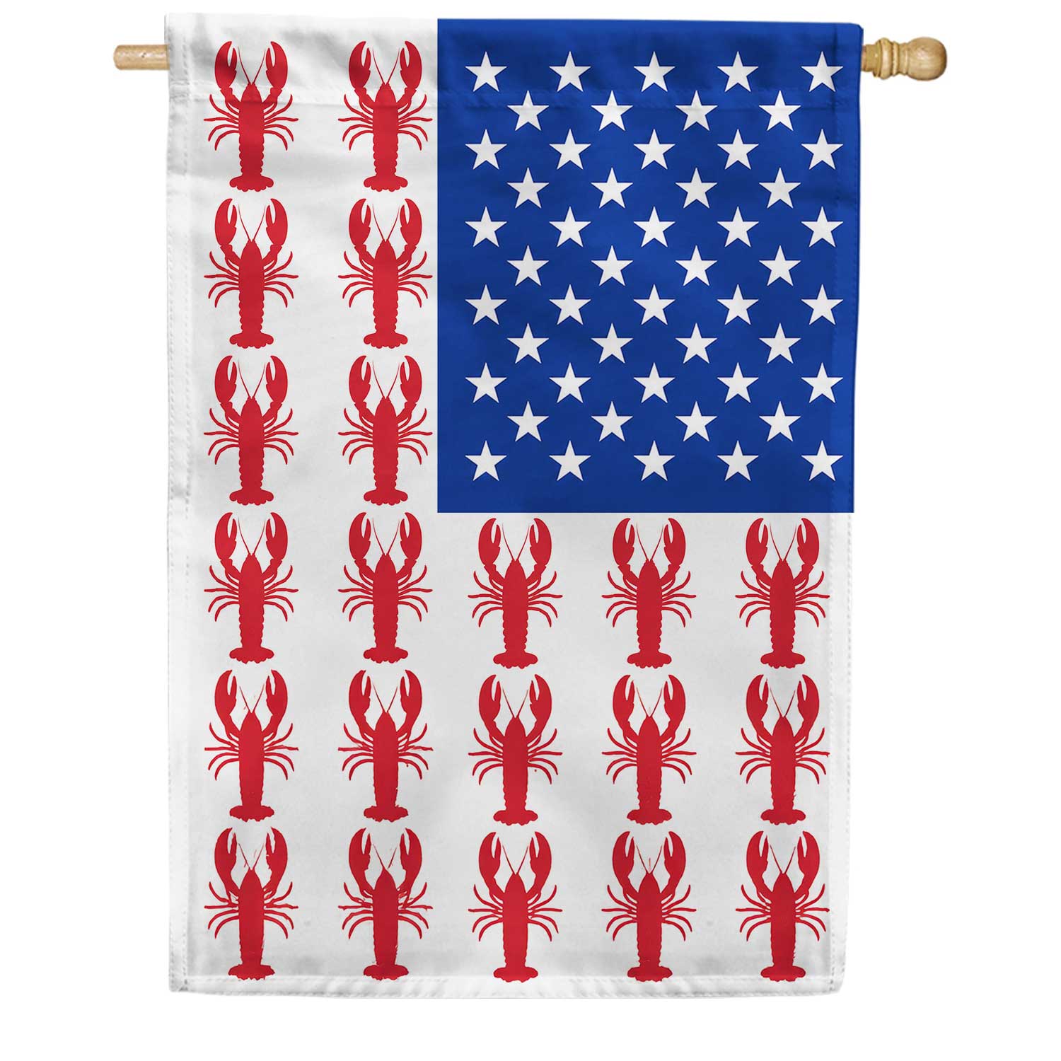 Patriotic American Lobster Stars and Stripes House Flag