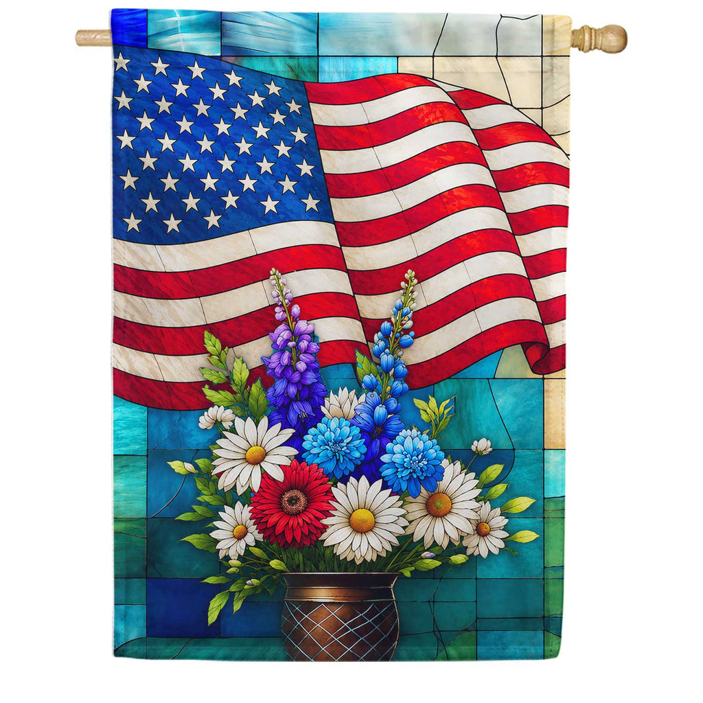 Patriotic Stained Glass American Flag House Flag