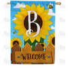 Sunflower Welcome Monogram Double Sided House Flag