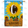 Sunflower Welcome Monogram Double Sided House Flag