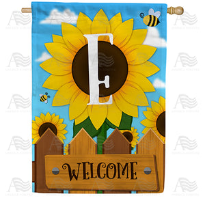 Sunflower Welcome Monogram Double Sided House Flag