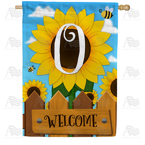 Sunflower Welcome Monogram Double Sided House Flag