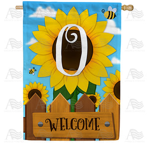 Sunflower Welcome Monogram Double Sided House Flag