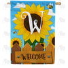 Sunflower Welcome Monogram Double Sided House Flag