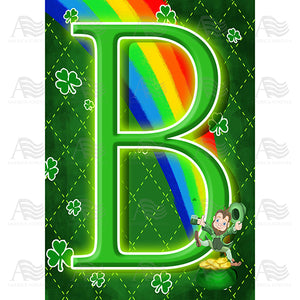 Leprechaun Rainbow Monogram House Flag