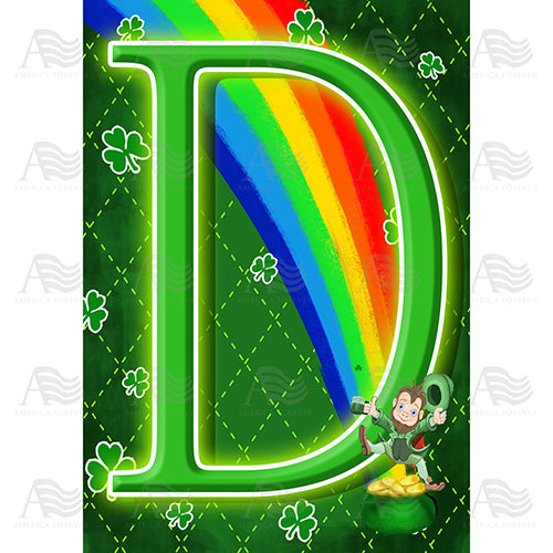 Leprechaun Rainbow Monogram House Flag