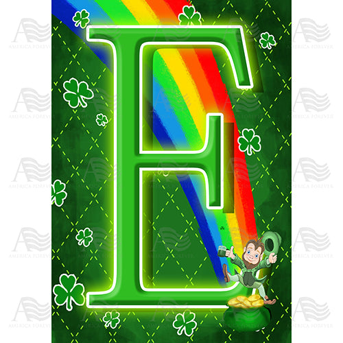 Leprechaun Rainbow Monogram House Flag